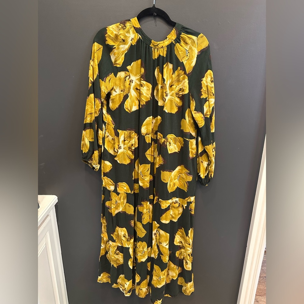 A New Day Floral Maxi Dress - Yellow and Black | High Neck Keyhole Back | Medium